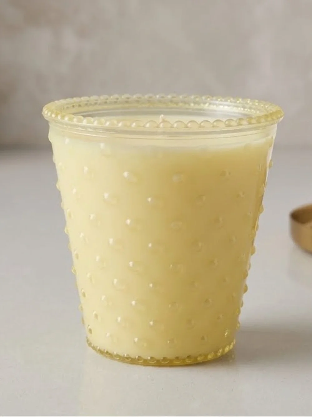 KHall Yellow Hobnail Glass Candle 18oz 510g NEW